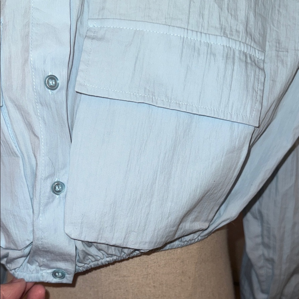 Zara Light Blue Cropped Hooded Jacket - Picture 5 of 6